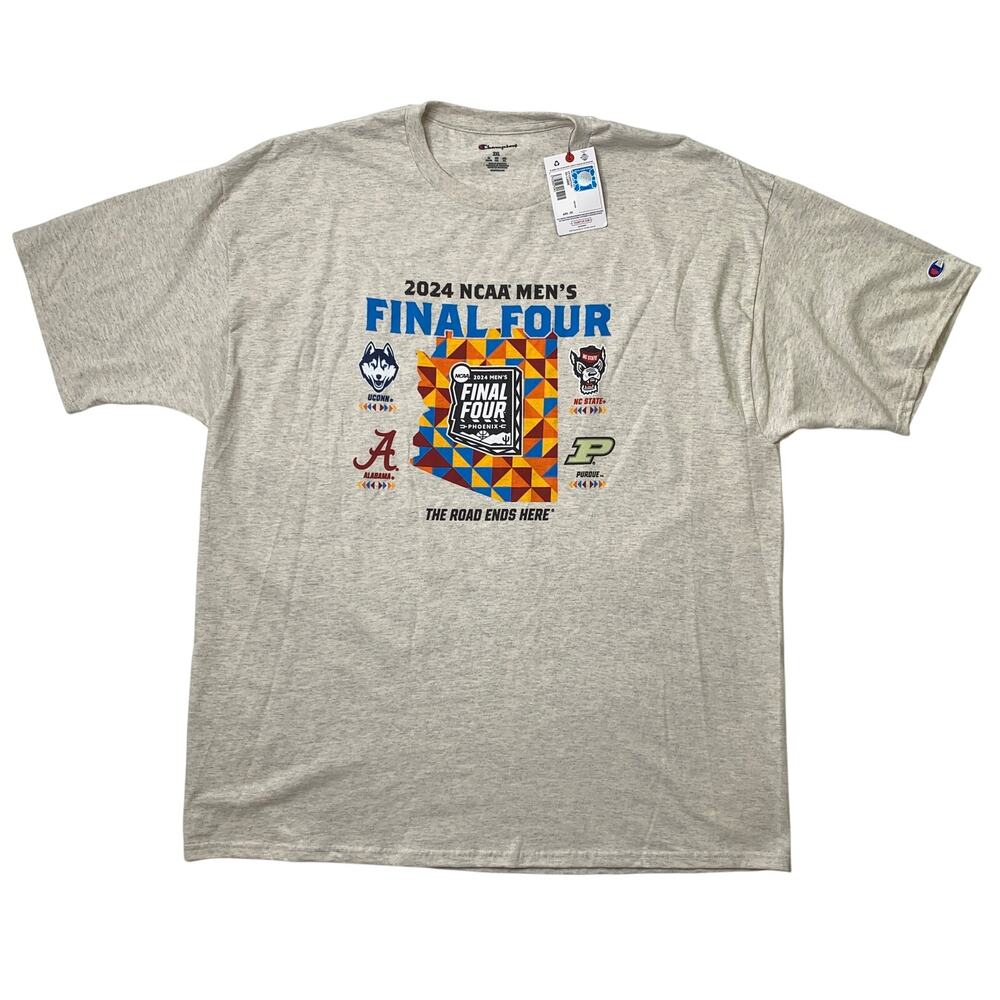 NCAA Final Four 2024 Shirt Mens 2XL Cream Cotton Blend Short Sleeve Champion